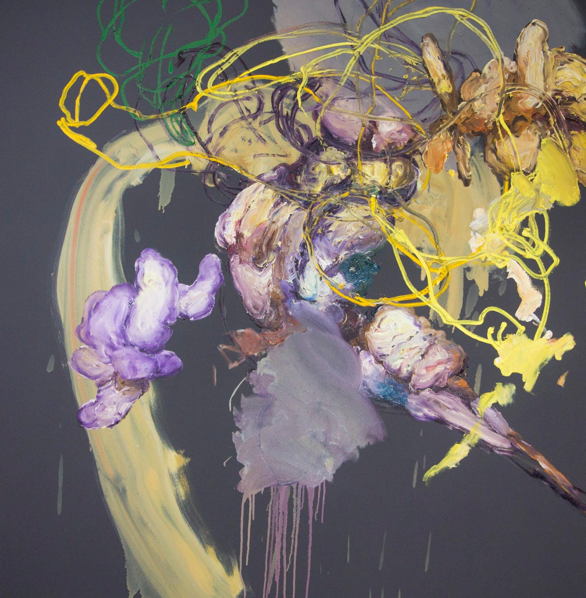 Ángel Ricardo Ricardo Ríos Abstract Painting – la flor de compana en versin amarilla (Die Glockenblume in gelber Fassung)