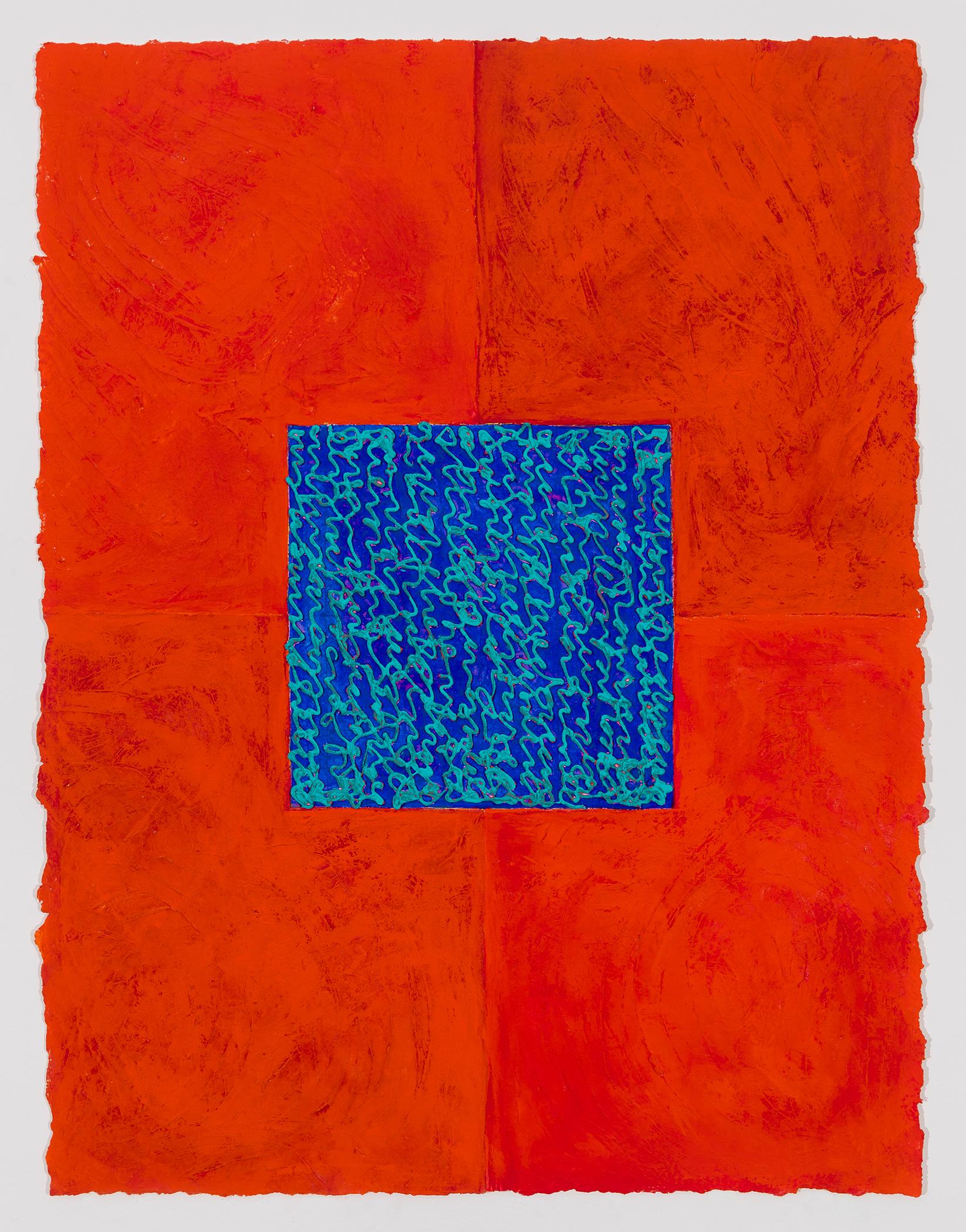 Louise P Sloane Abstract Drawing – RedsAquaBlue