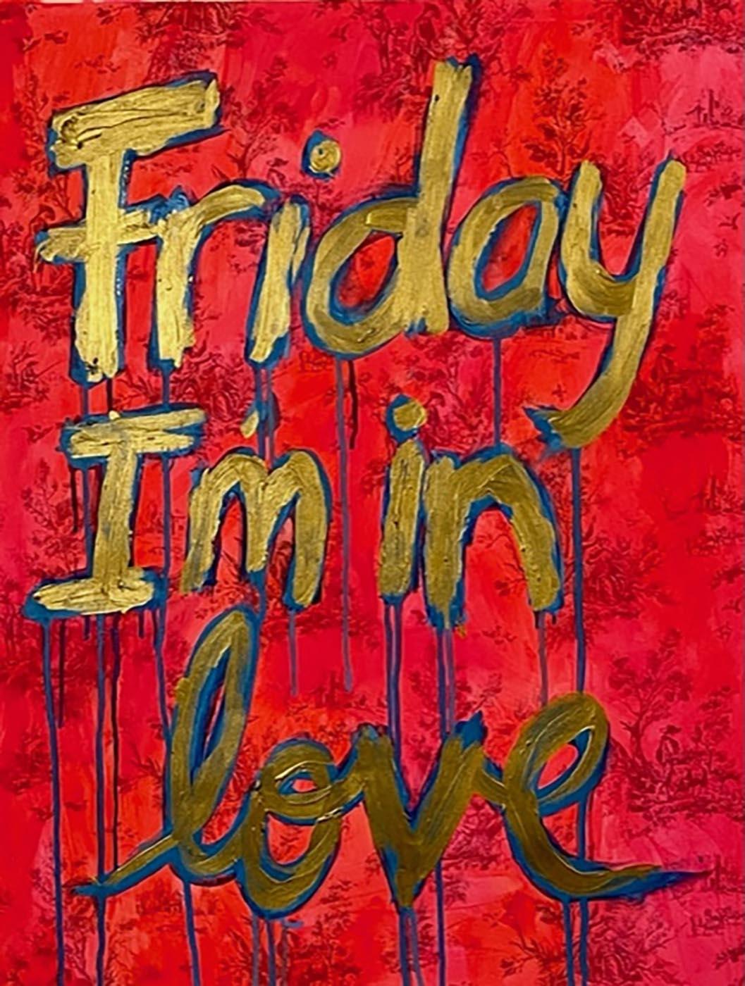Ayse Wilson Abstract Drawing - Friday I'm in Love (red gold)