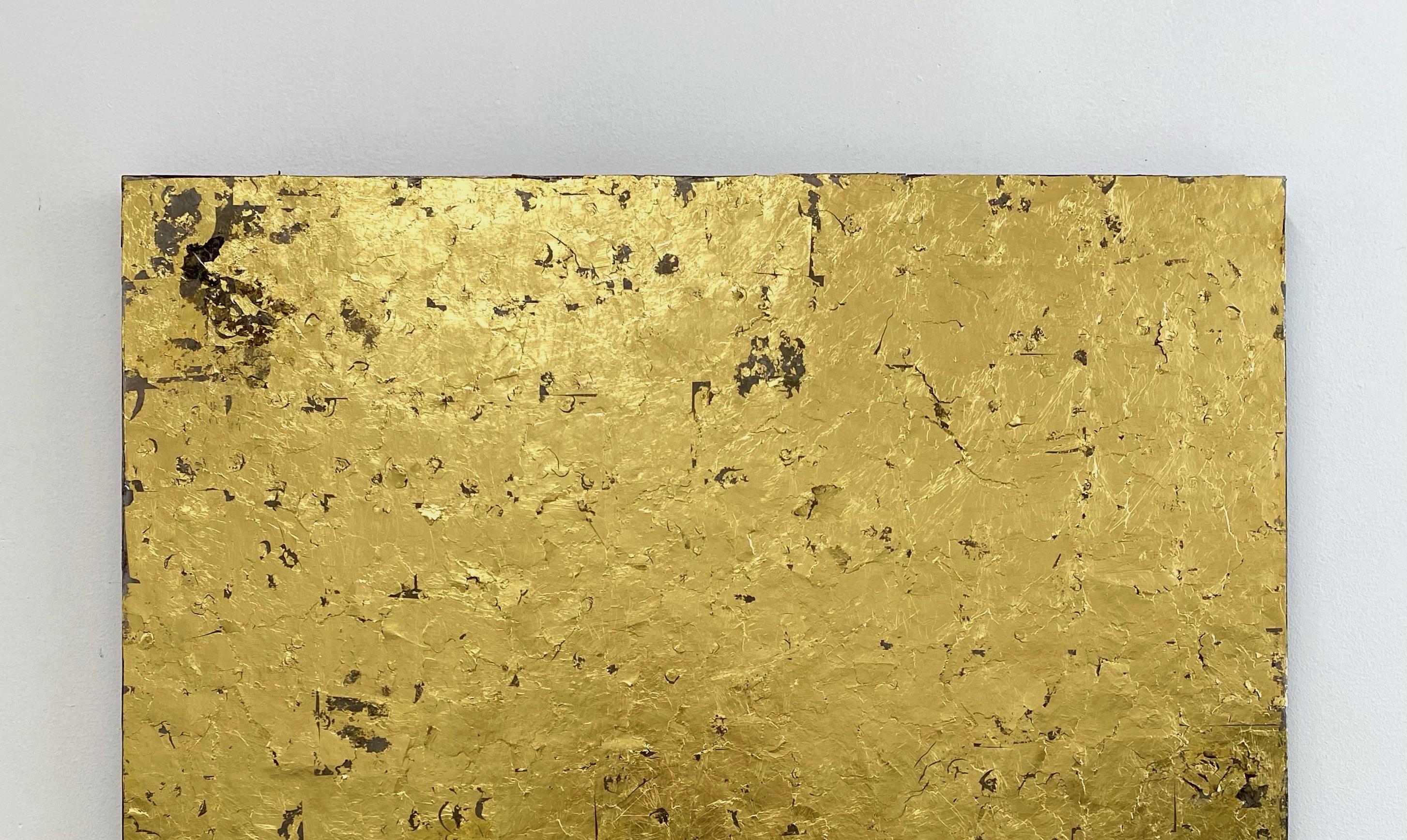 Cette œuvre en or est une œuvre de l'artiste de Brooklyn, Rosalind Tallmadge.  Il est optiquement insaisissable et toujours en mouvement, un mélange chatoyant d'alchimie. 

L'artiste examine les implications des paillettes et des sequins, tout en