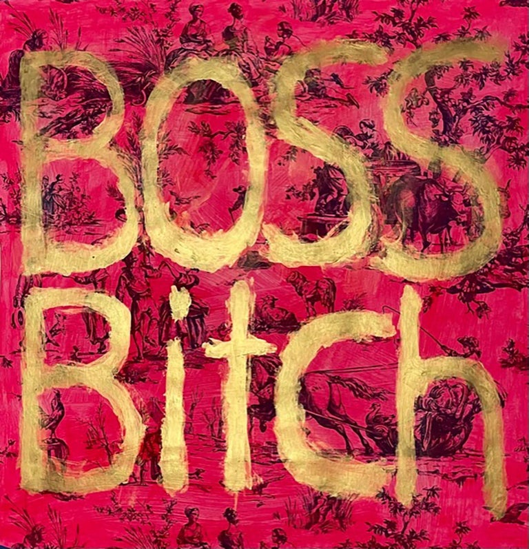 Boss bitch typography with pink background Stock Illustration