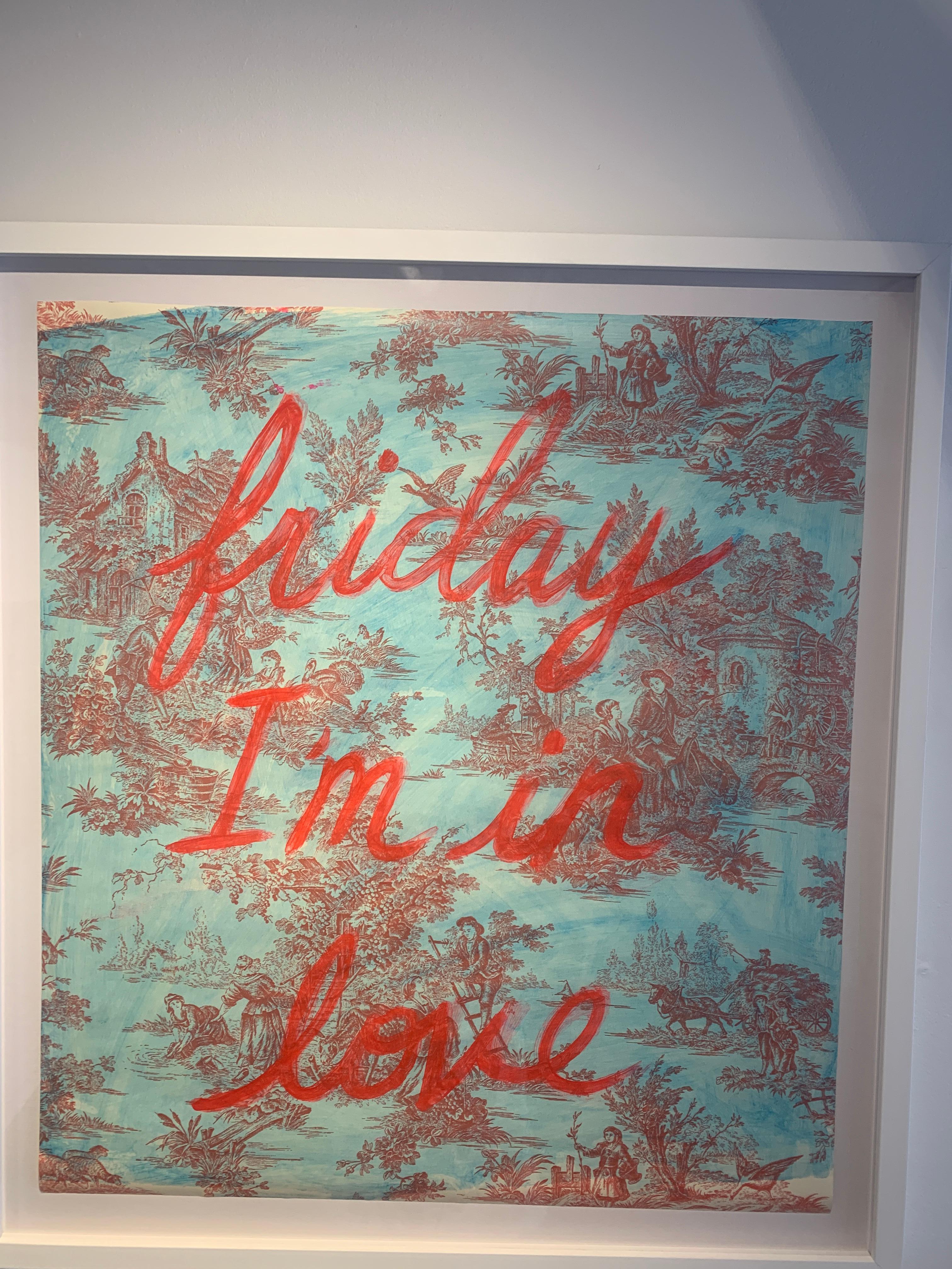 vendredi « I'm In Love » (rouge) - Bleu Figurative Art par Ayse Wilson