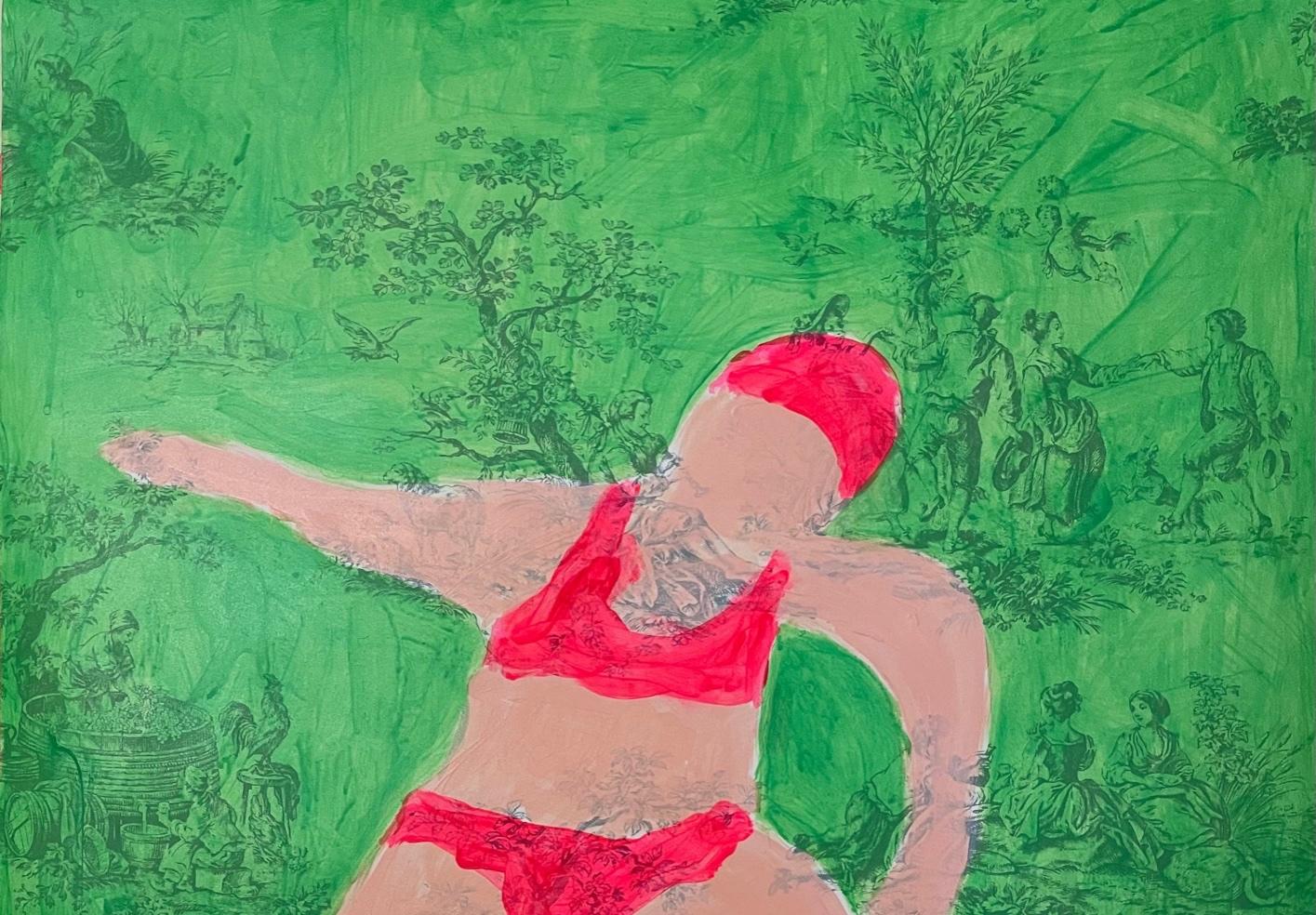 Dancer  - Green Abstract Drawing by Ayse Wilson