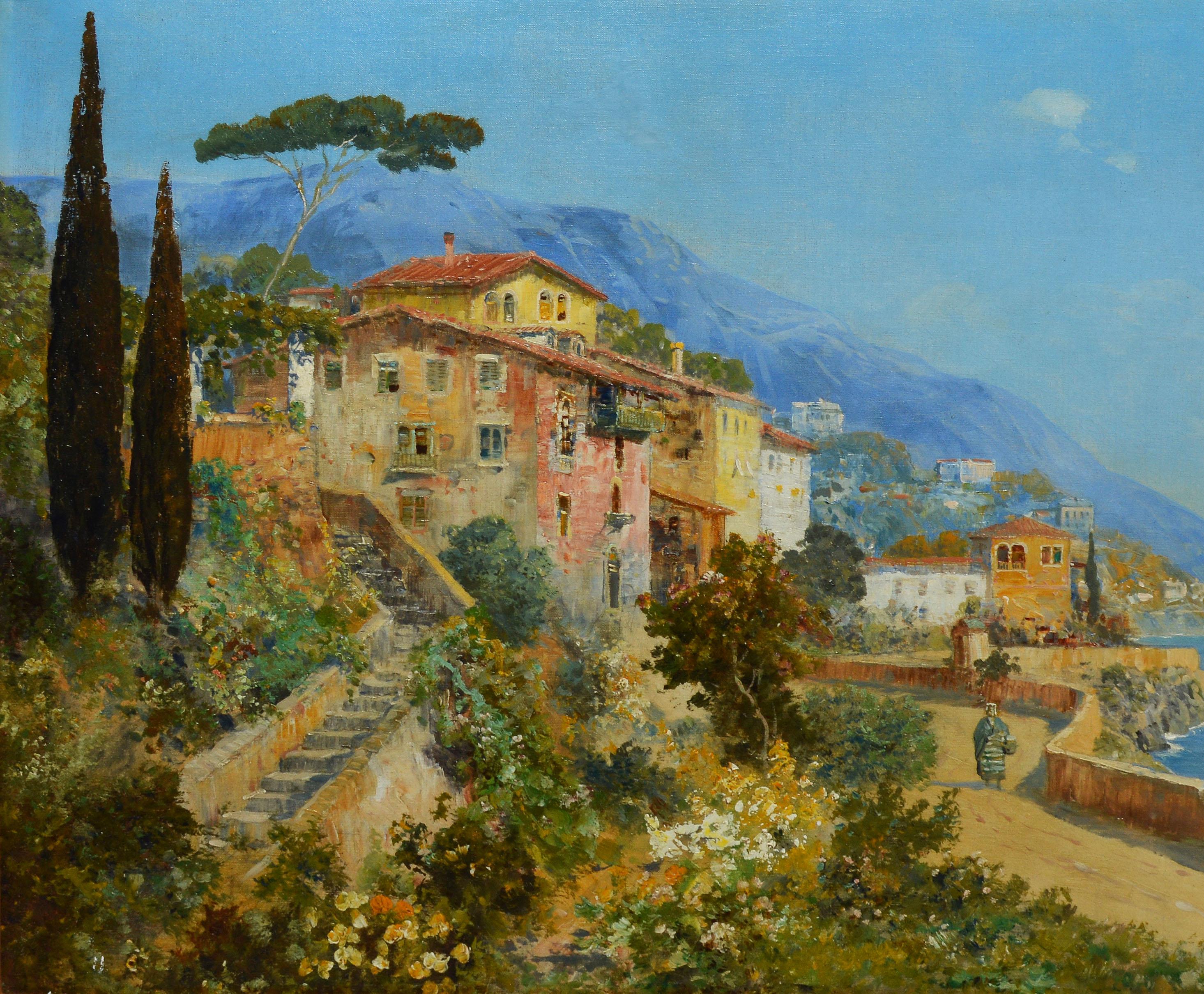 Impressionist view of Italy by Alois Arnegger  (1879 - 1967).  Oil on canvas, circa 1910.  Signed lower right.  Displayed in a period giltwood frame.  Image size, 30