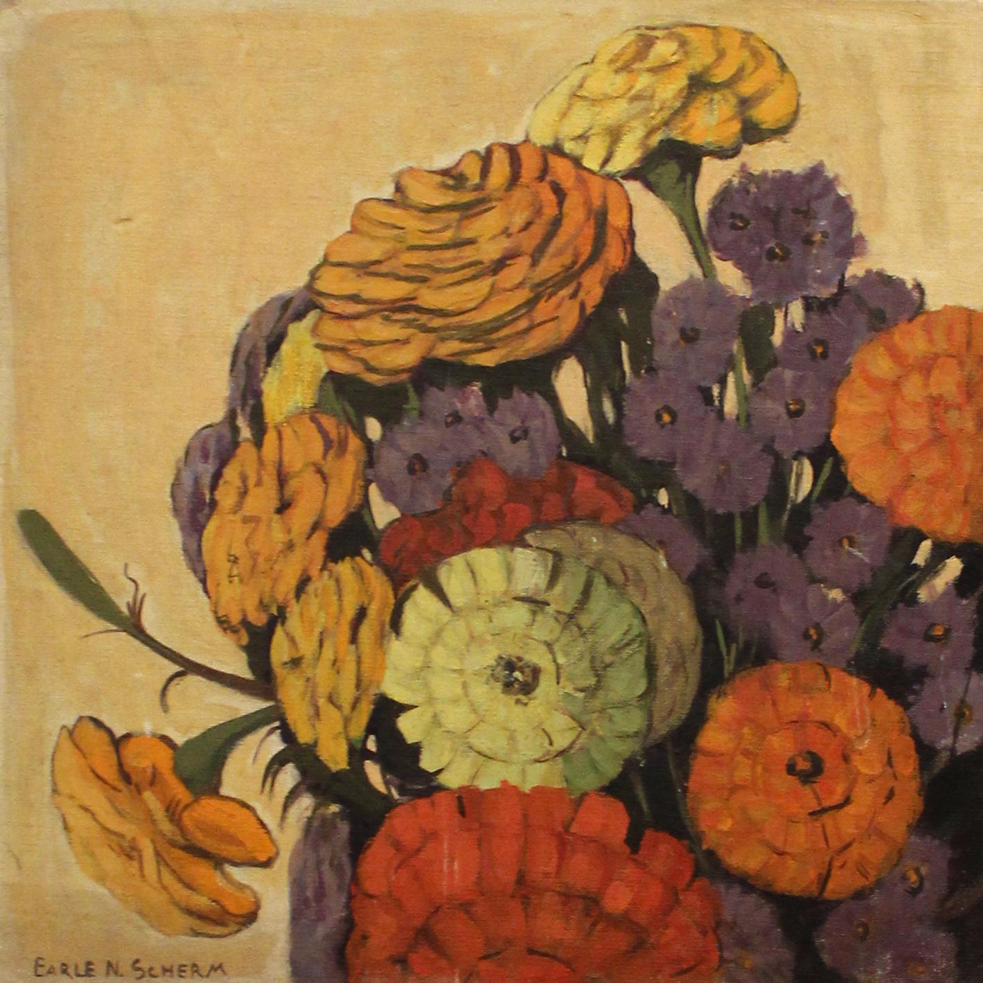 Modern Floral - Painting by Earl Sherm