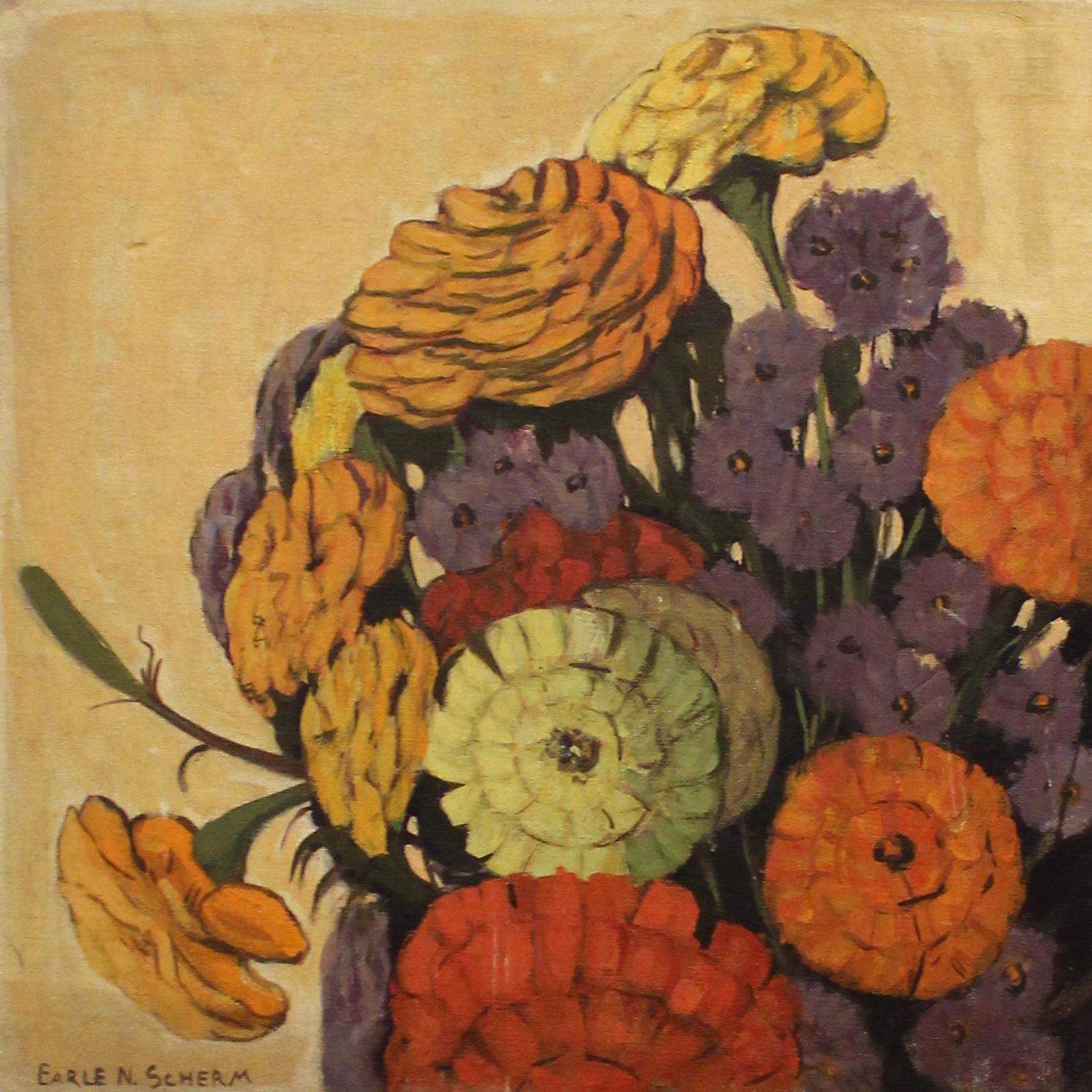 Floreale moderno - Painting di Earl Sherm