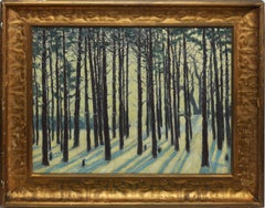 Antique Connecticut Winter Forest Impressionist Landscape by Henry W Tomlinson