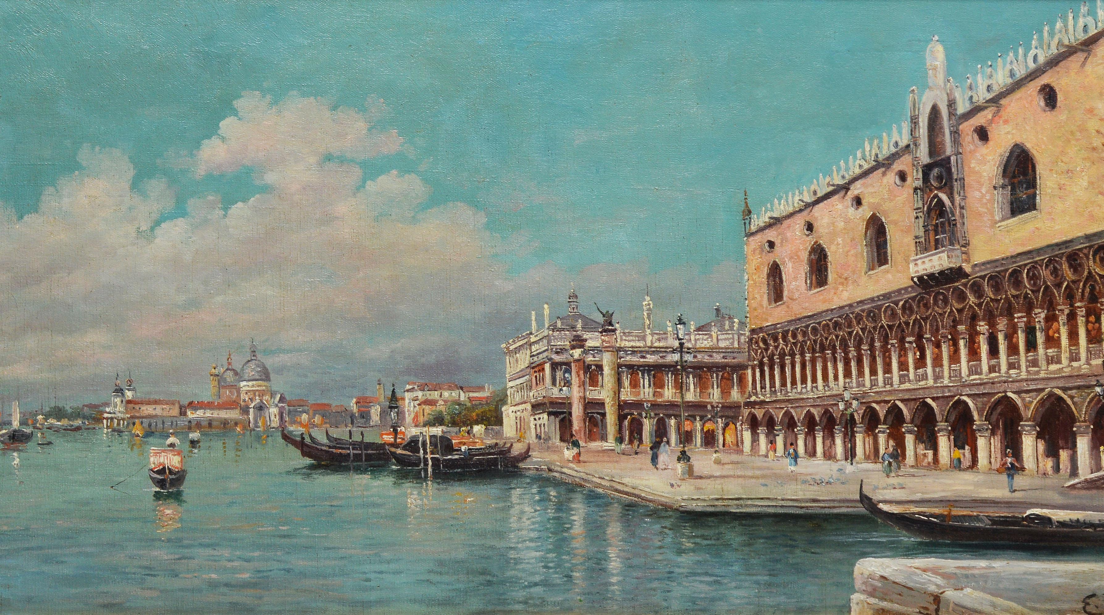 19th Century Impressionist Italian View of Venice by Emilio Fossati 1