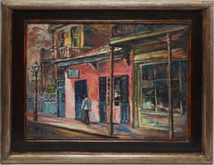 Modernist Signed Oil Painting of a New Orleans Street by Rudolph Schmidt