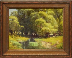 American Impressionist Sunlit Summer Landcsape Circa 1920 by Volney Richardson