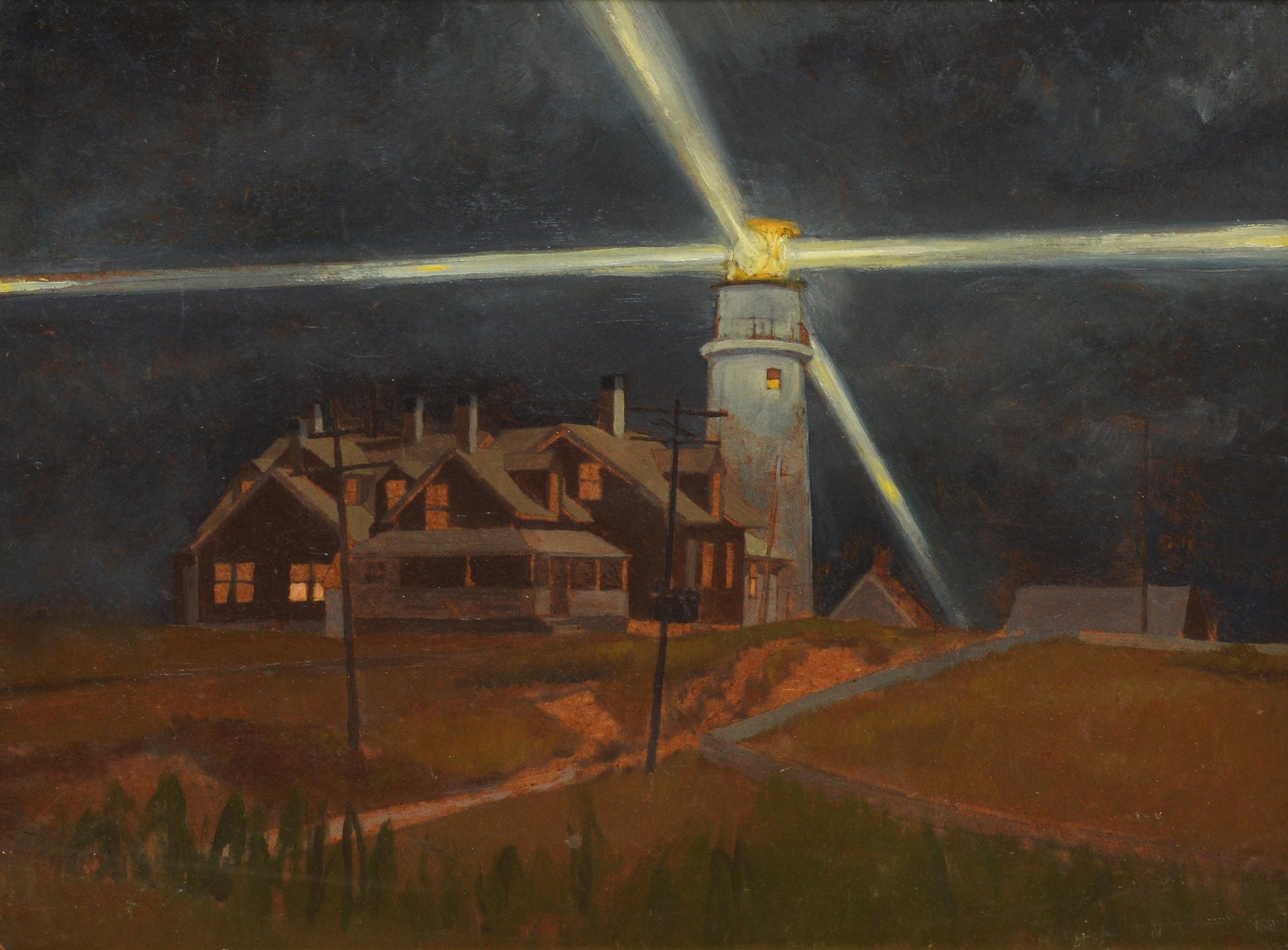 Modernist New England Coastal View with a Lighthouse by Warren Sawyer 1