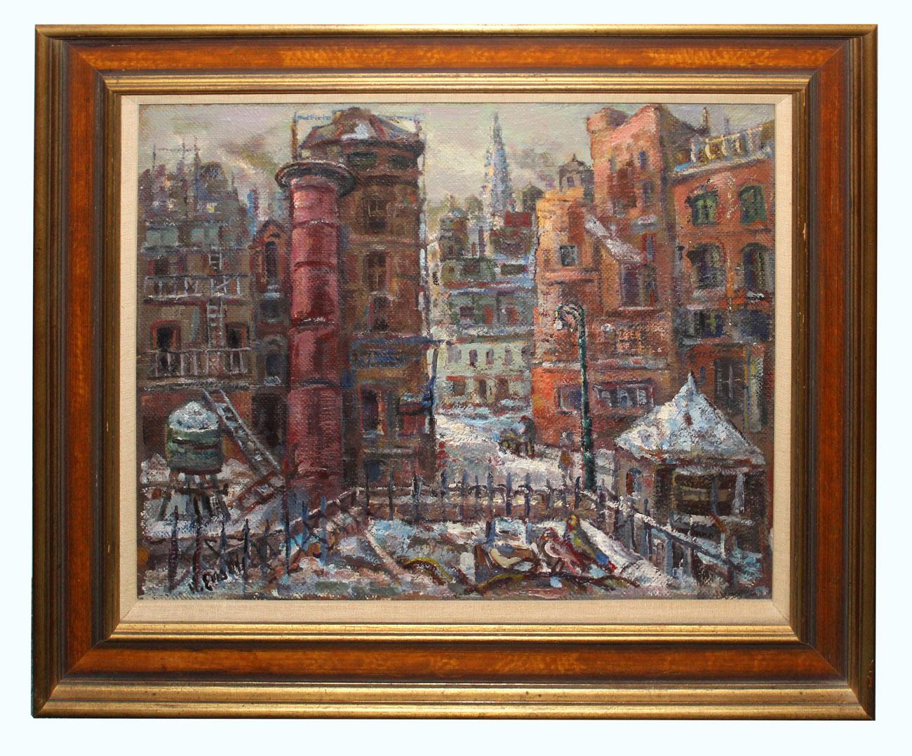 Lower Manhattan Cityscape American Artist WPA Era NY School c. 1930 Henry Ensol