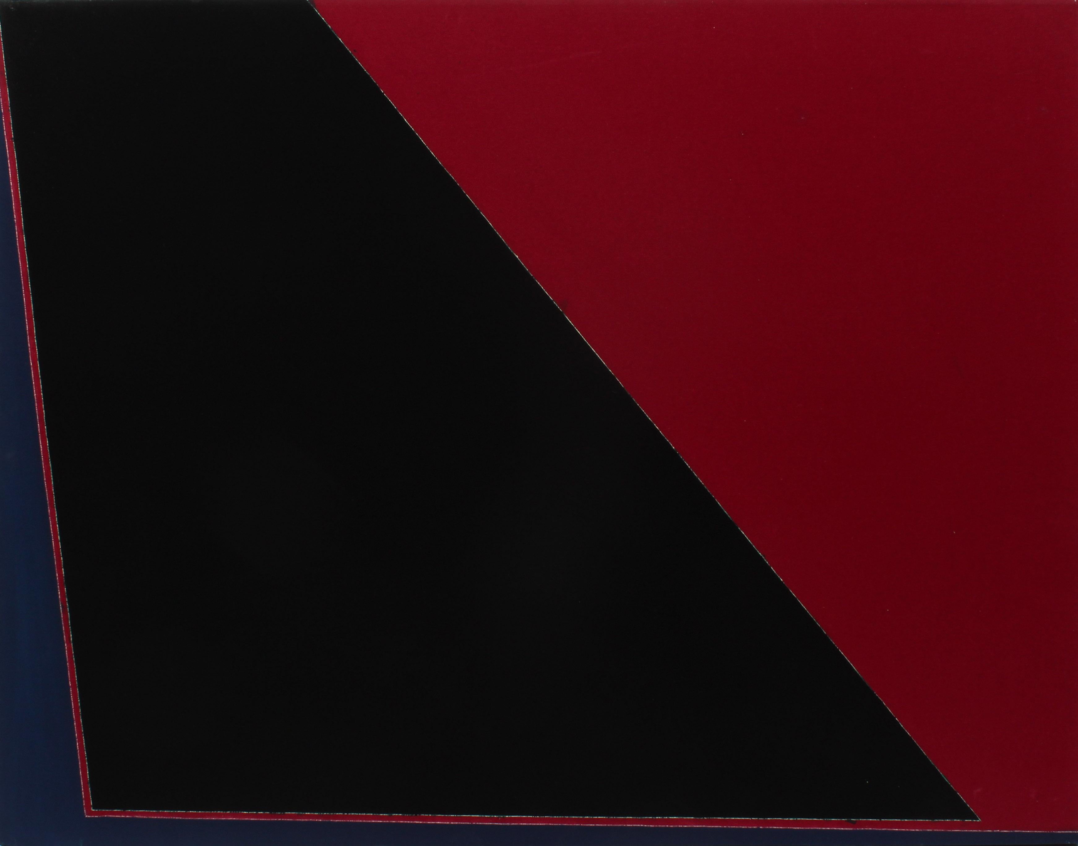 Minimalistisches, minimalistisches Gemälde, New York, amerikanische Künstlerin, weiblich, blau, schwarz, tiefrot, 1974 