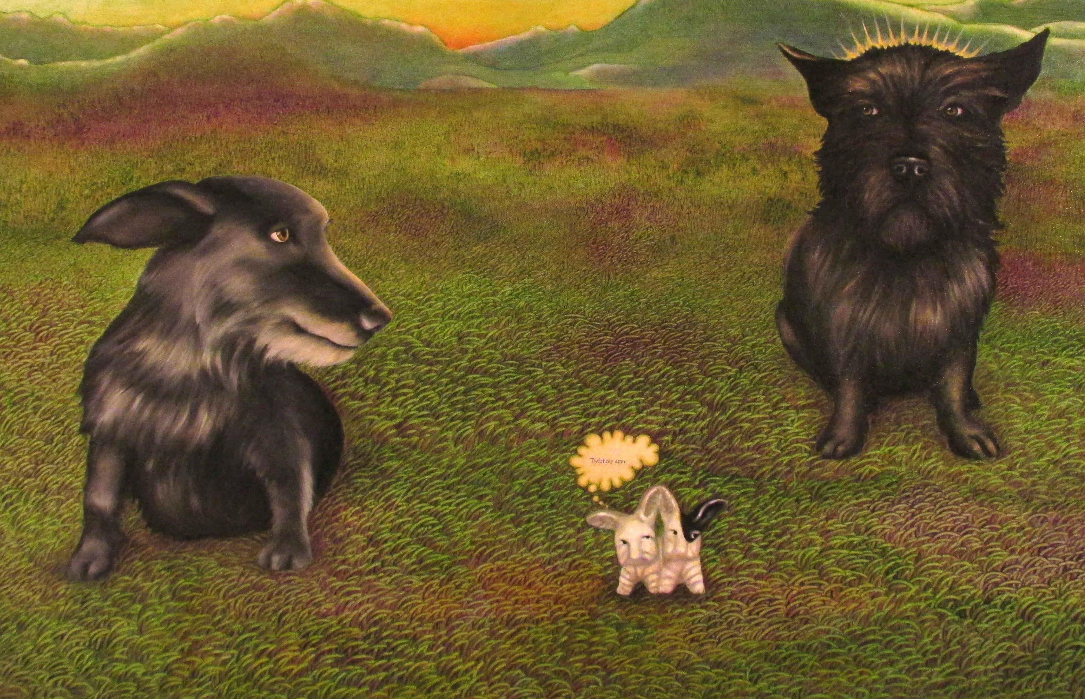 Portrait original d'une femme américaine en portrait de chien, réalisme académique contemporain, paysage - Réalisme Painting par Jacqueline Welch