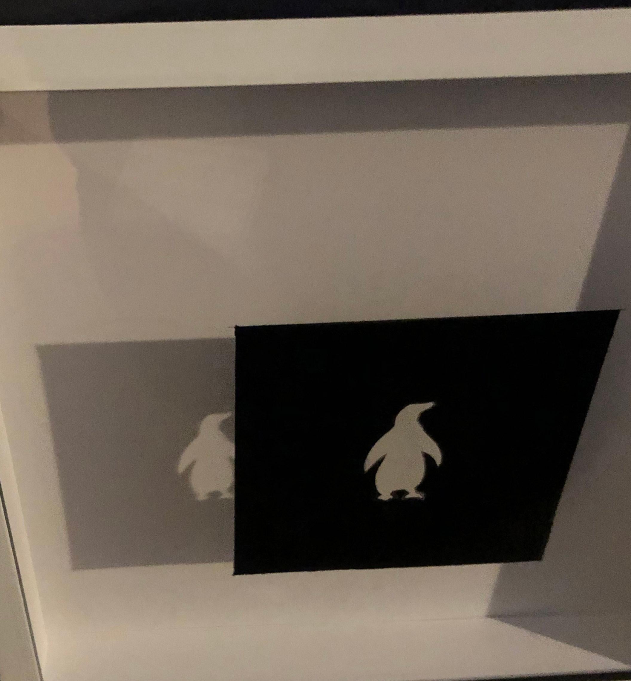 Penguin Contemporary Reverse Painting American Black and White Shadowbox 1