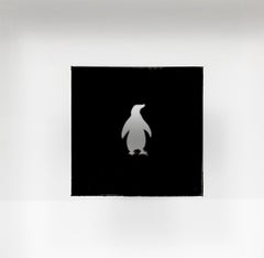 Penguin Contemporary Reverse Painting American Black and White Shadowbox