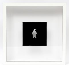 Penguin Contemporary Reverse Painting American Black and White Shadowbox
