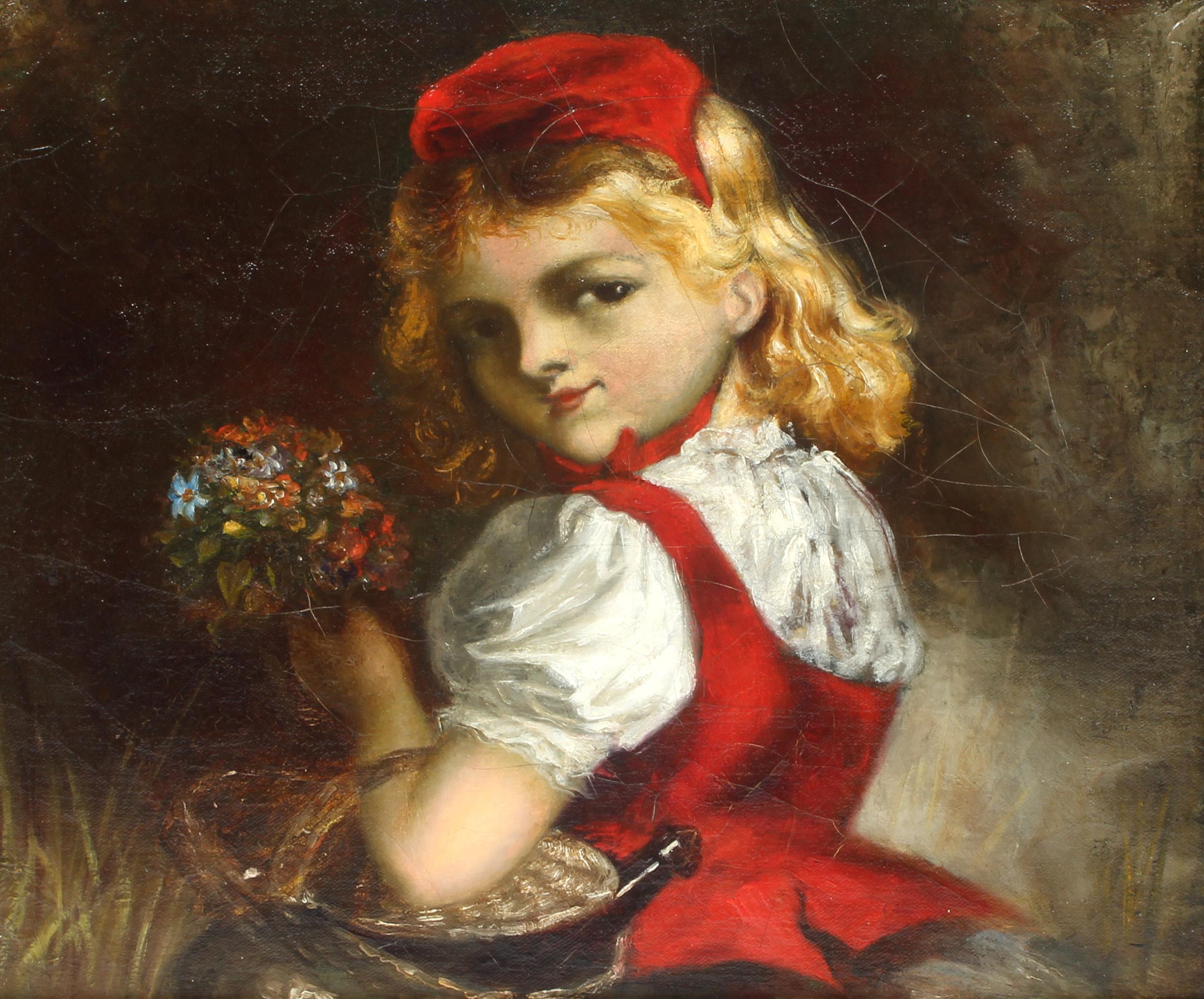 Antikes amerikanisches impressionistisches Gemälde, gerahmt mit roter Reiterhaken, 19. Jahrhundert – Painting von Samuel Wright Knight