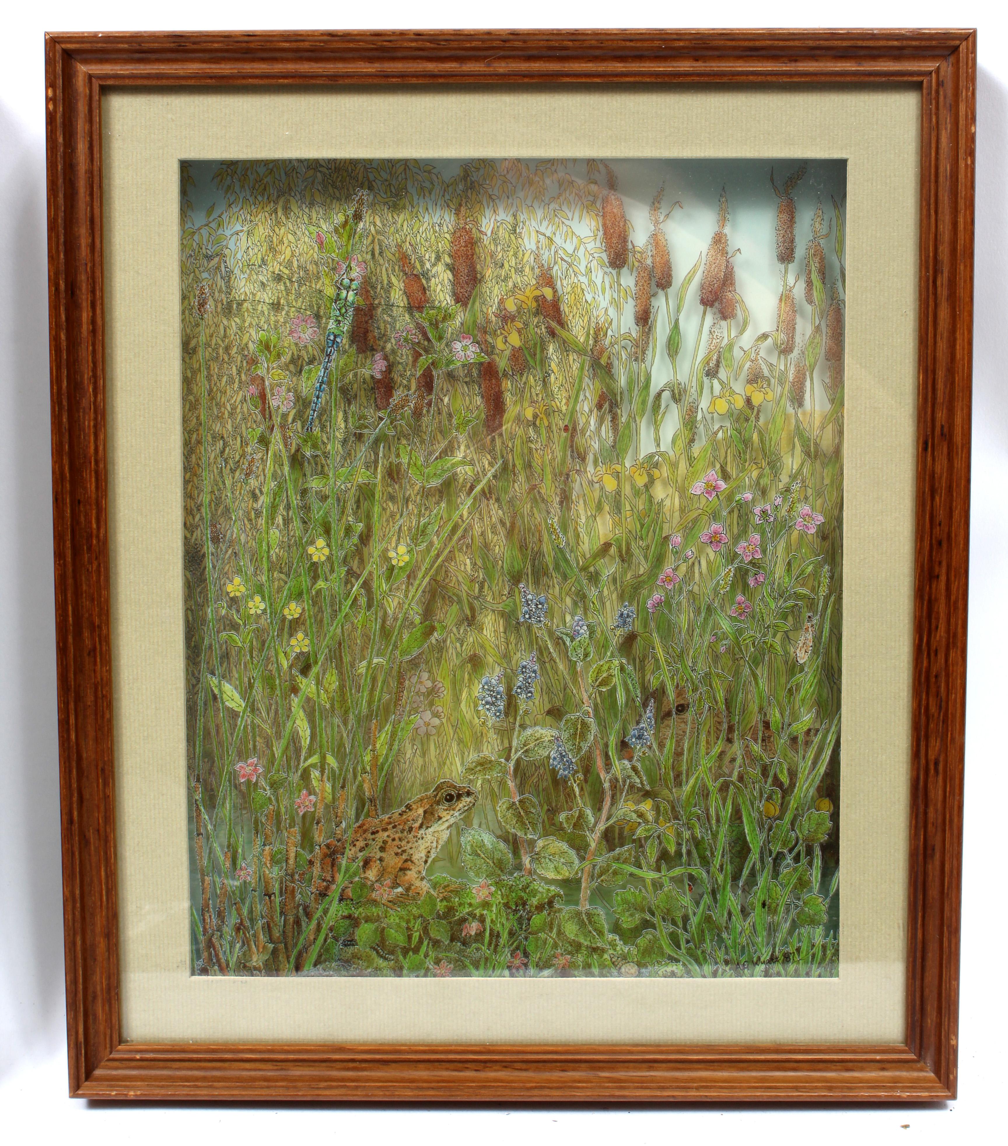 layered painting on glass
