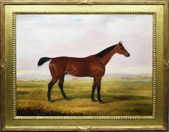 Antique English Horse Portrait 19th Century Equine Sporting Art Oil Painting