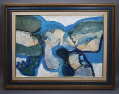 MCM Abstract Seascape Ocean Study Original Vintage Oil Painting Macedonia