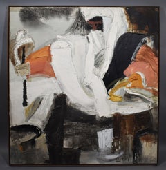 Lee Hill Listed California Abstract Expressionist 1964 Oil Painting, Lion Dancer