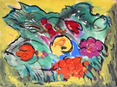 Mid Century Modern Floral Still Life Bright Painting Framed Rare Female Artist