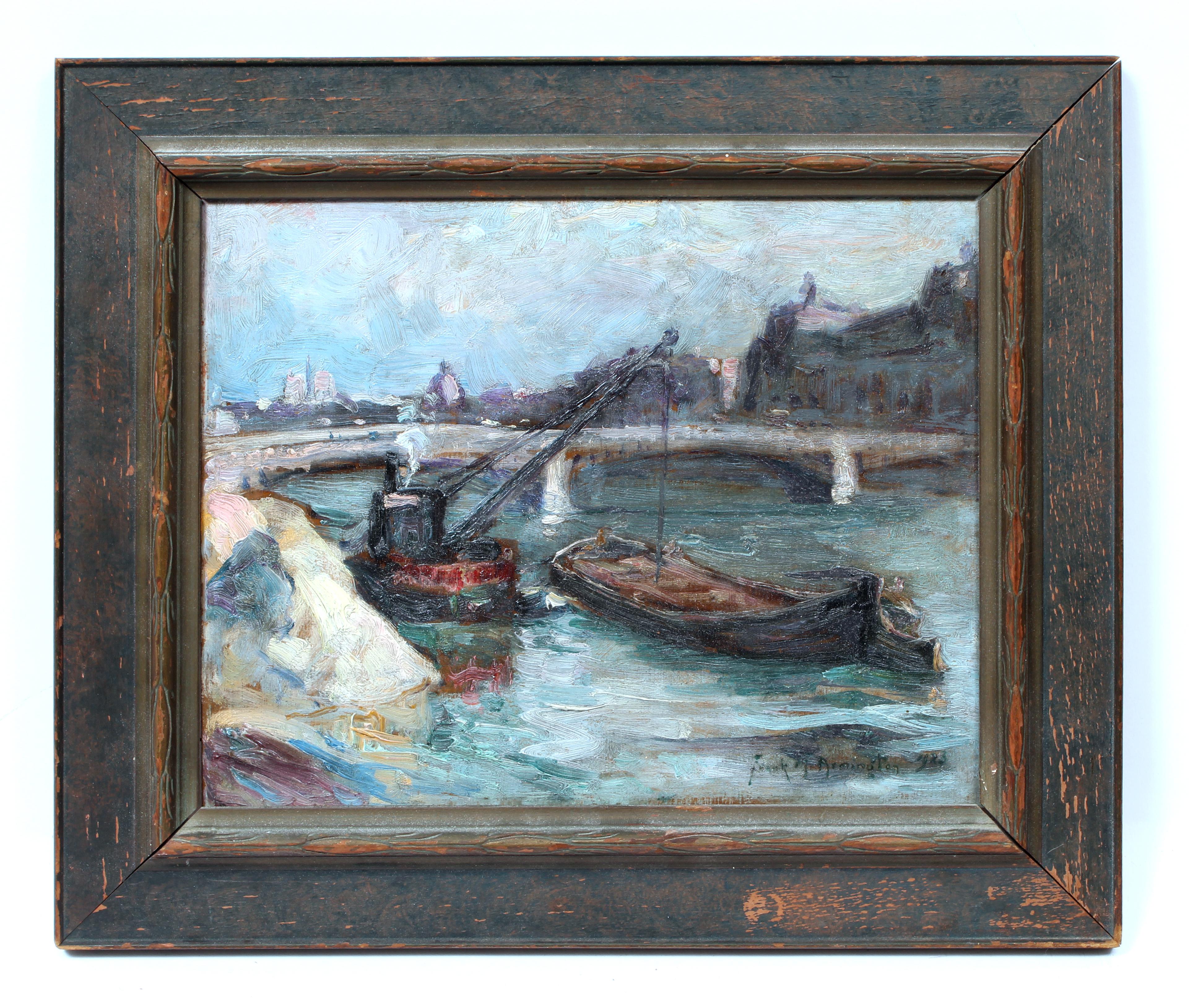 Frank Armington Landscape Painting - Original impressionist oil painting Paris France Framed Canadian artist 1923