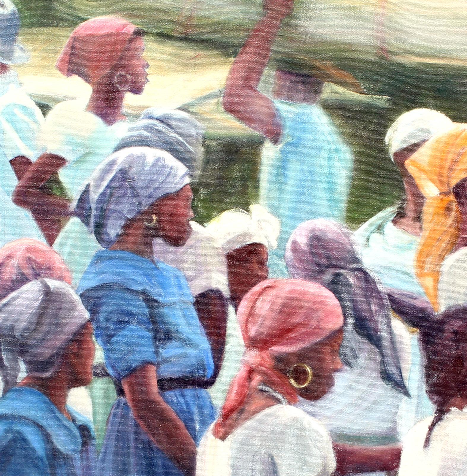 Vintage Oil Painting of Haitian Women by Bette May 1