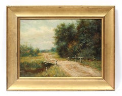 Antique American Impressionist Oil on Board Burr H. Nicholls 19th Centtury