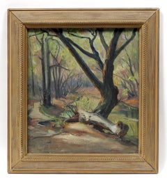 Vintage French Impressionist oil painting Caldwell Woods Chicago Plein Air Original 1940