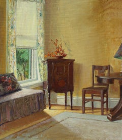 Antique American Oil Painting Interior Framed Rare 19th Century New York Jersey