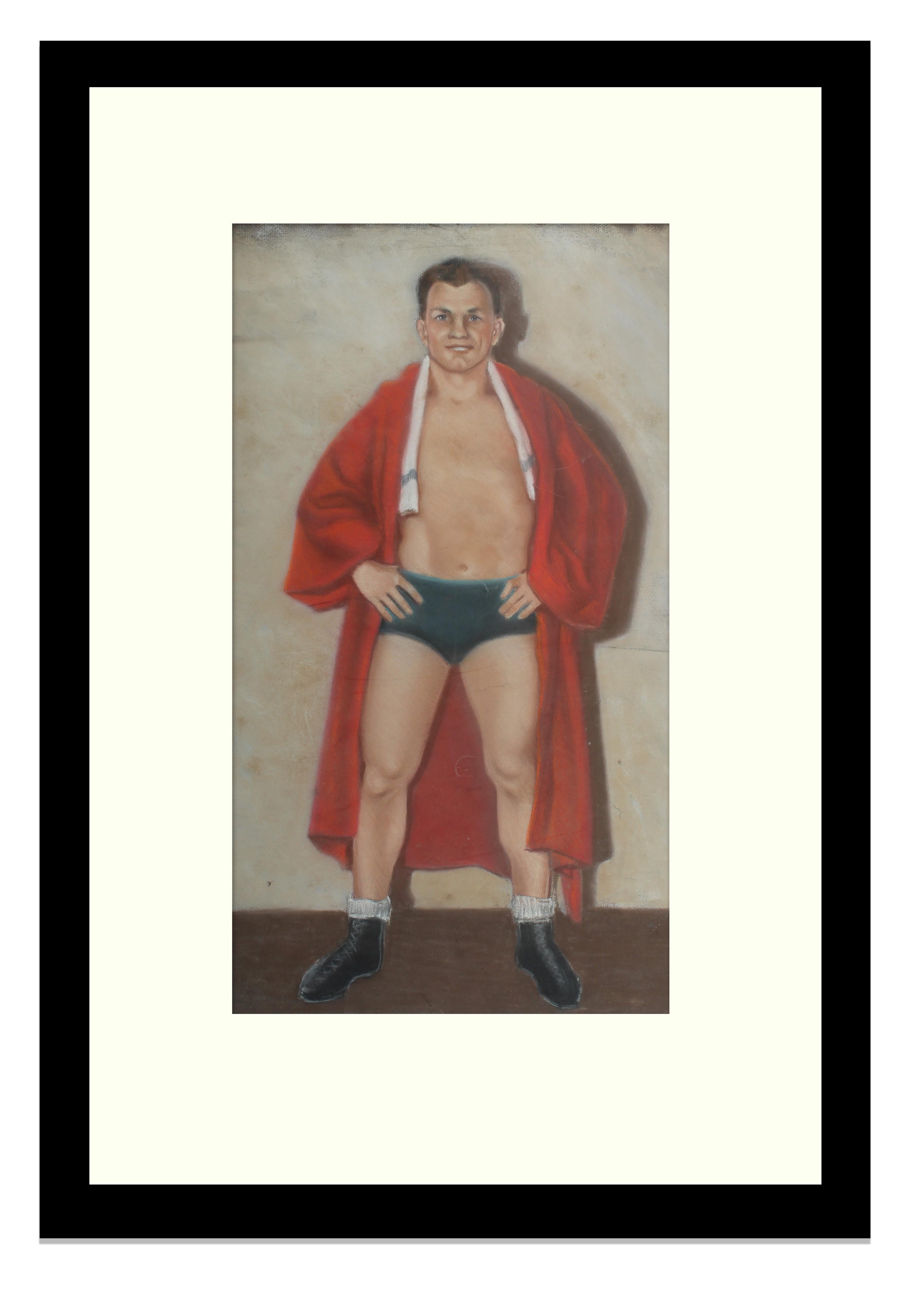 Unknown Figurative Art - Fantastic Ashcan School Portait Boxer 19th Century Framed American NYC Sporting