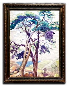 California Impressionist Landscape Painting Framed 19th Century Rare Purple