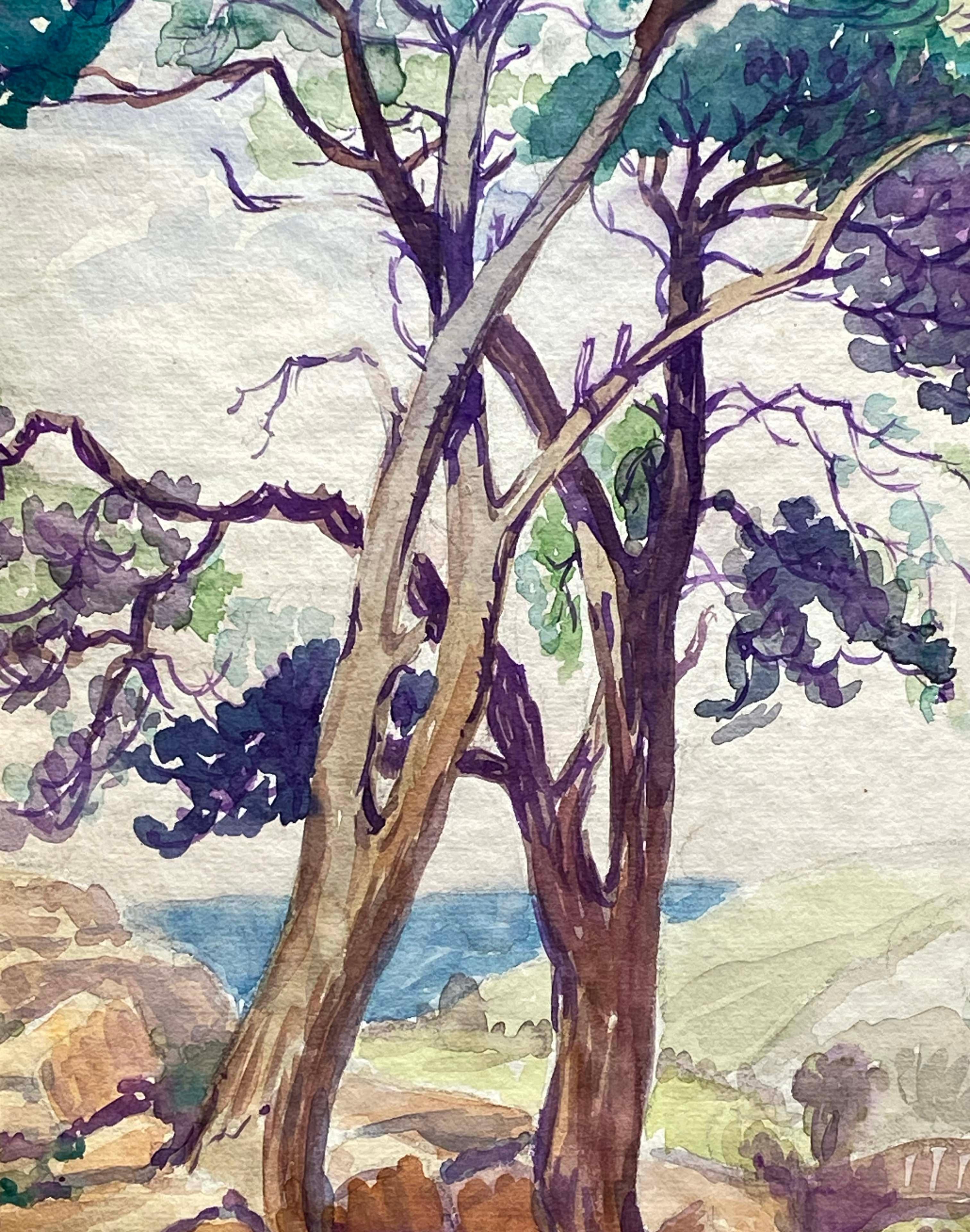 Kalifornien Impressionist Landschaft Gemälde gerahmt 19. Jahrhundert Seltene Lila im Angebot 1