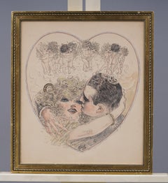 Antike amerikanische Art Deco Romantische Illustration