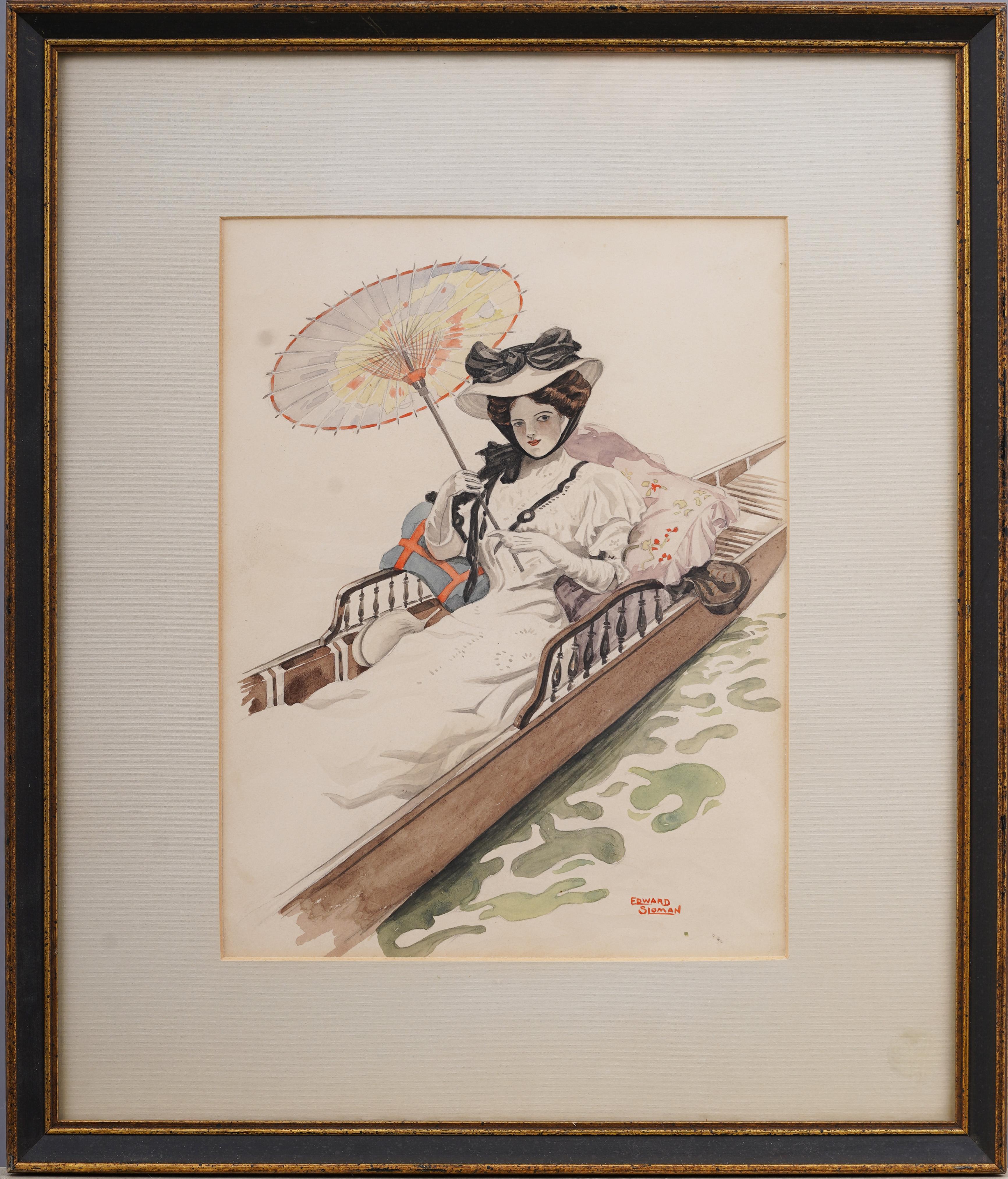 Unknown Figurative Art - Antique English-American Edward Sloman Silent Film Costume Sketch