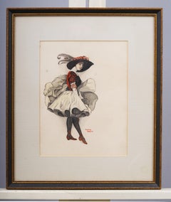 Antique English-American Edward Sloman Silent Film Costume Sketch