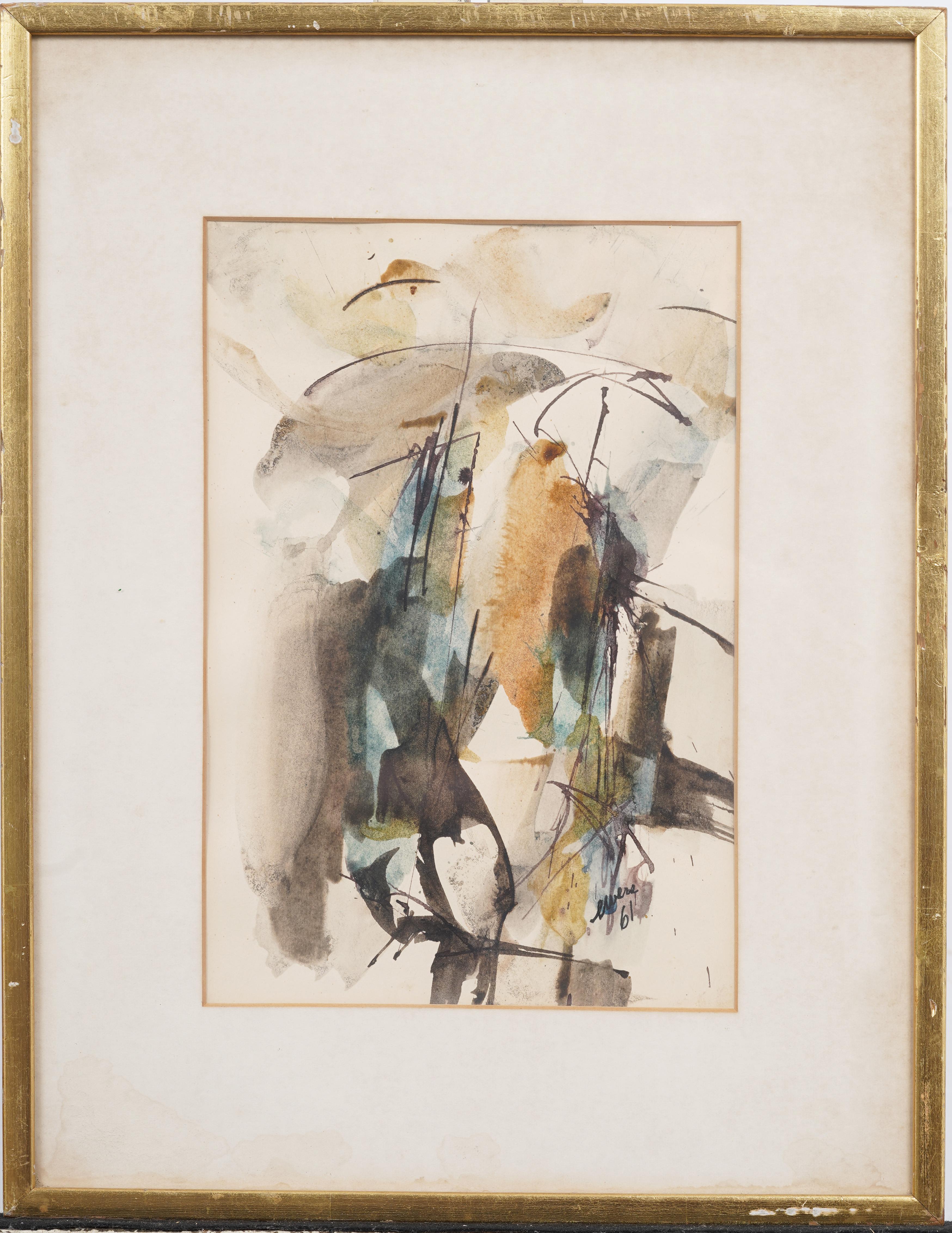 Vintage American Framed Abstract Watercolor Painting