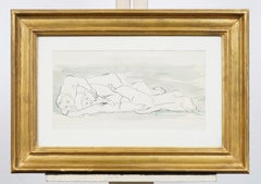 Vintage American Erotic Group Sex Mid-Century Watercolor Original Painting