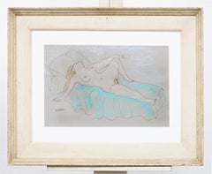Vintage American Erotic Nude Mid-Century Watercolor Original Painting