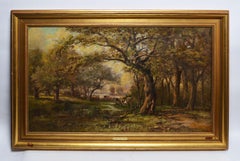 19th Century Impressionist Forest View with Cows