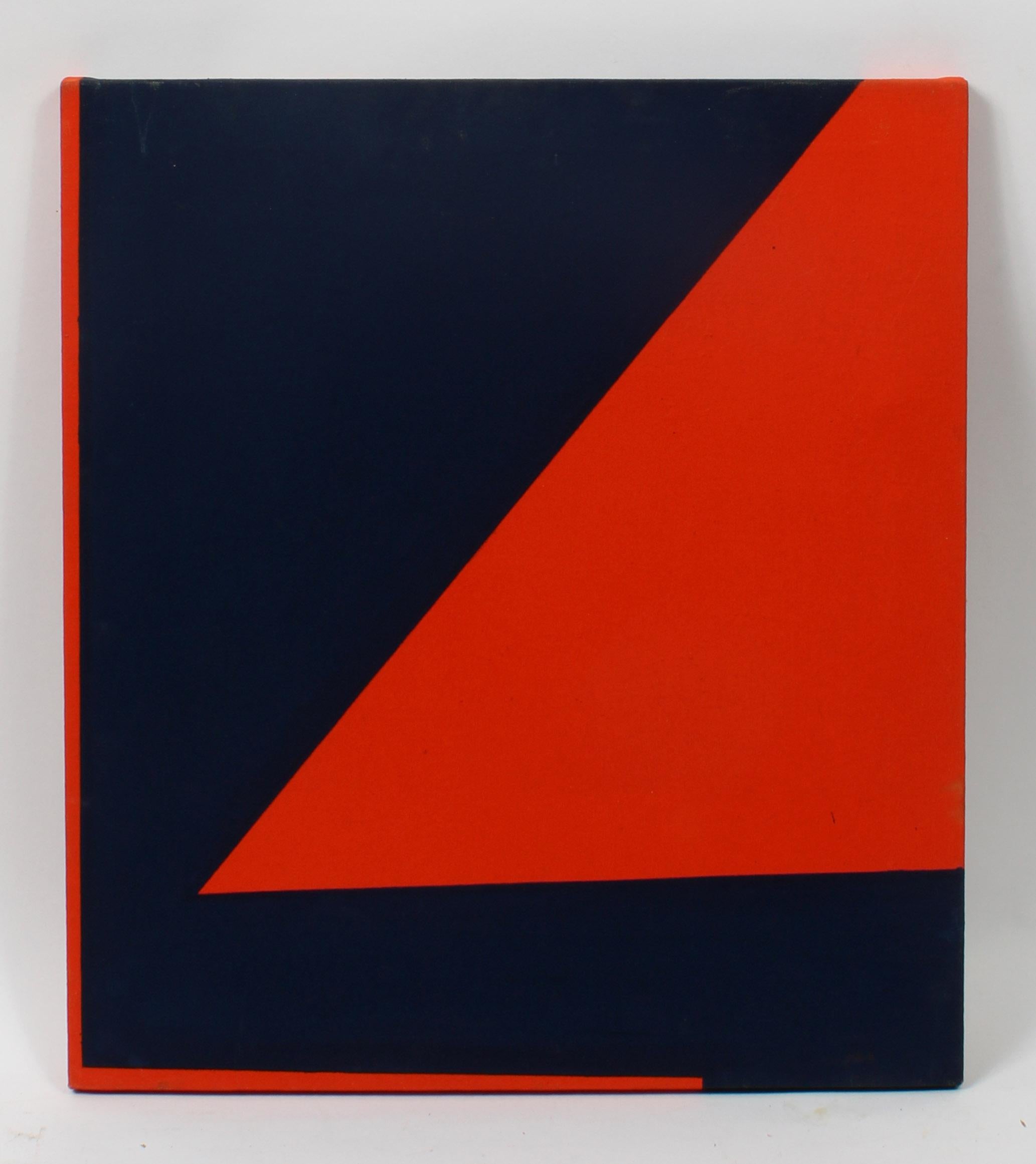 Pintura Minimalista Nueva York Artista Americana Mujer Azul Naranja Rojo 1974 - Painting de Martica Miguens
