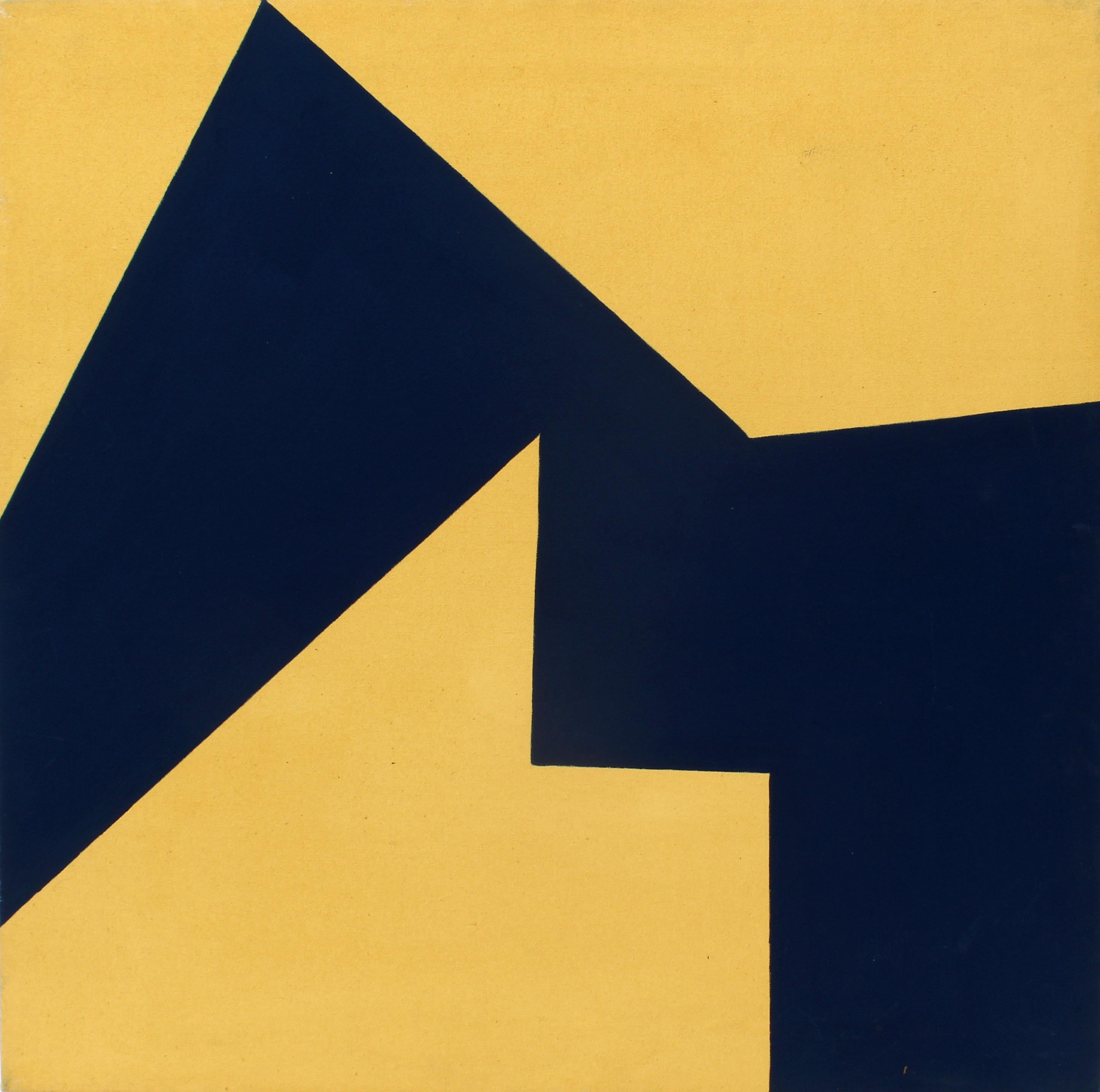 Minimalist Painting New York American Artist Female Yellow Blue 1975 - Black Abstract Painting by Martica Miguens