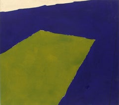 Minimalistisches, minimalistisches Gemälde, New York, amerikanische Künstlerin, Blau, Grün, Weiß, 1974