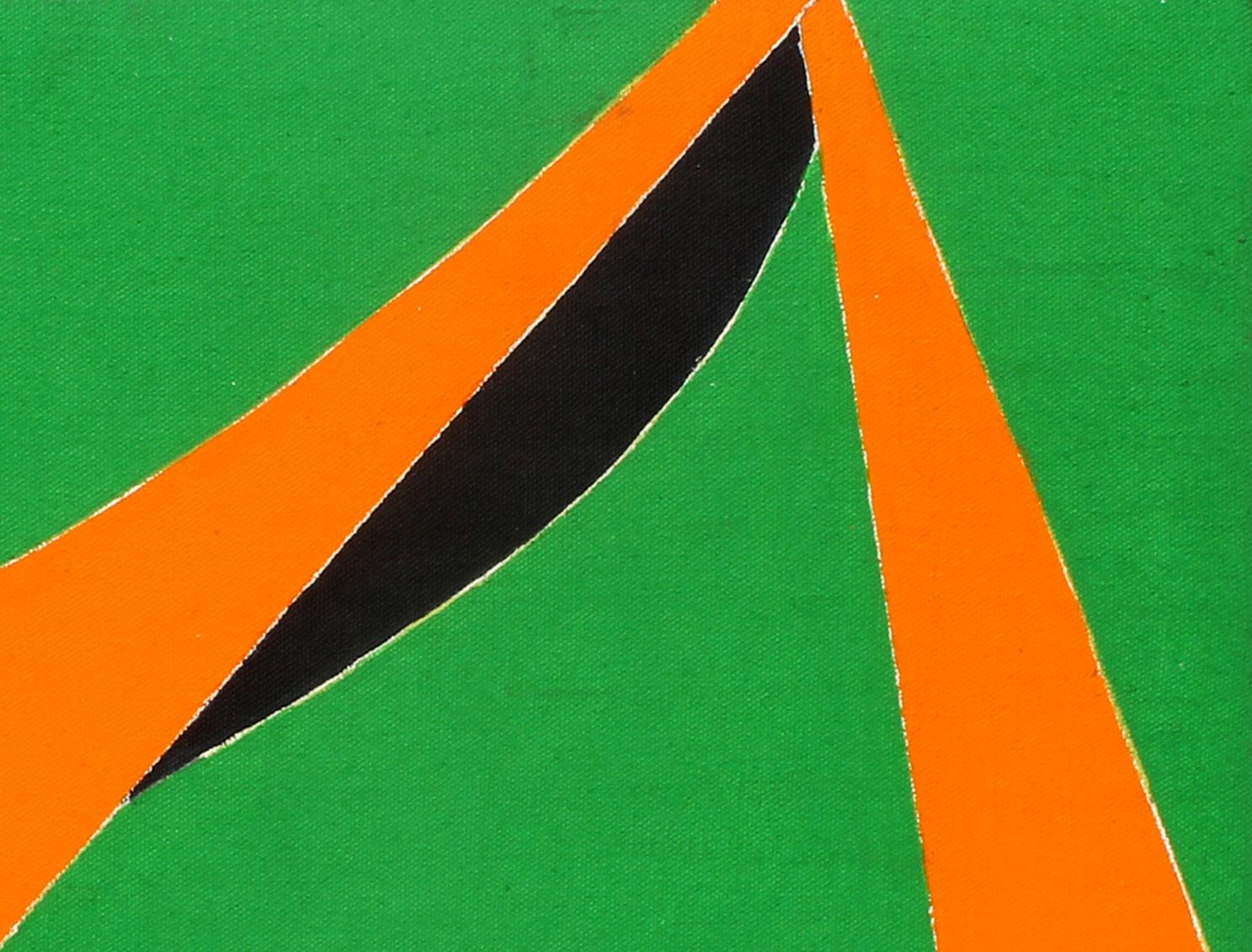 Minimalist Painting New York American Artist Female Orange Green Black 1970 For Sale 1