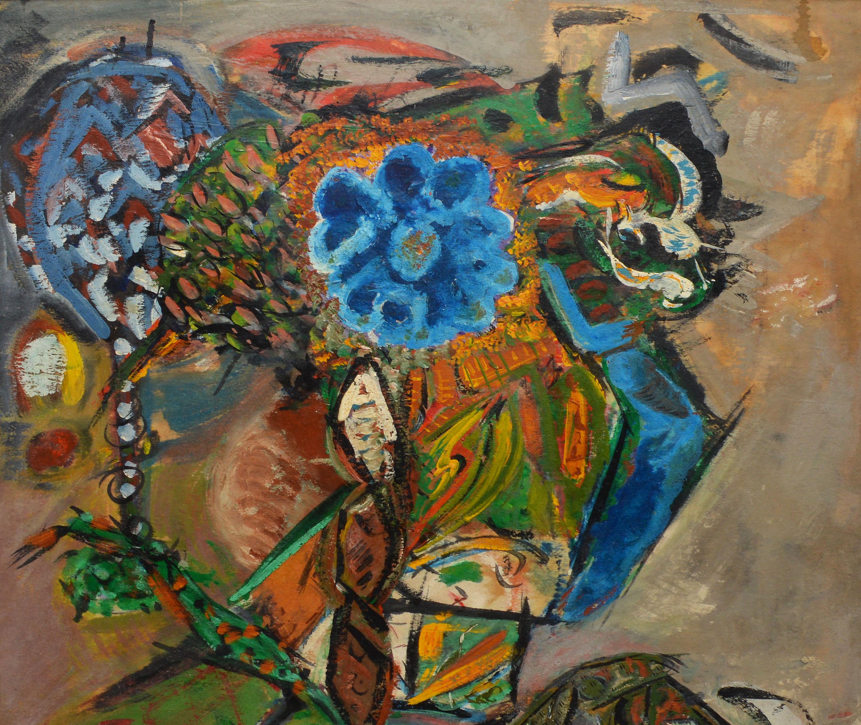 New York School Abstract Expressionist Flower Still Life Painting, William Scher 1