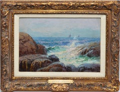 Antique Impressionist Oil Painting of A New England Coast by William Brundage