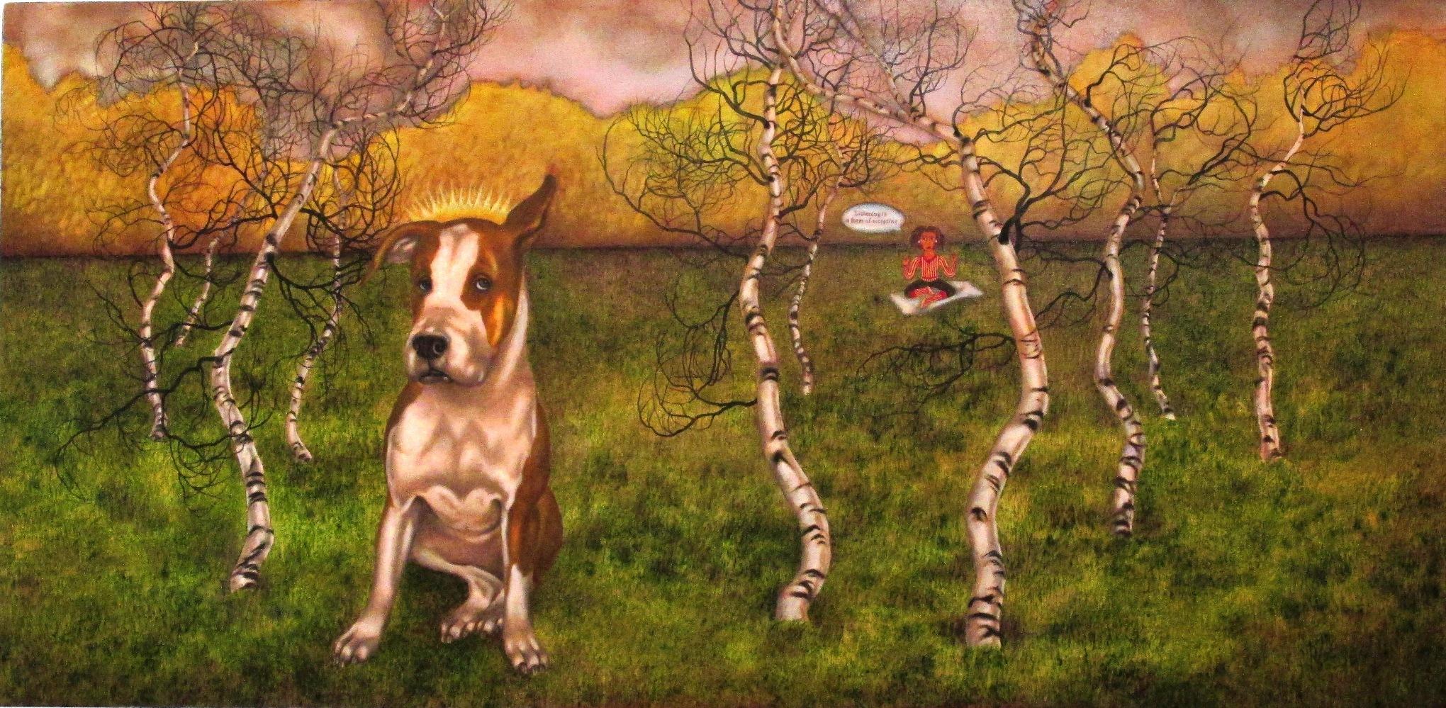 Jacqueline Welch Animal Painting - Original Contemporary Academic Realism Dog Portrait Landscape American Female