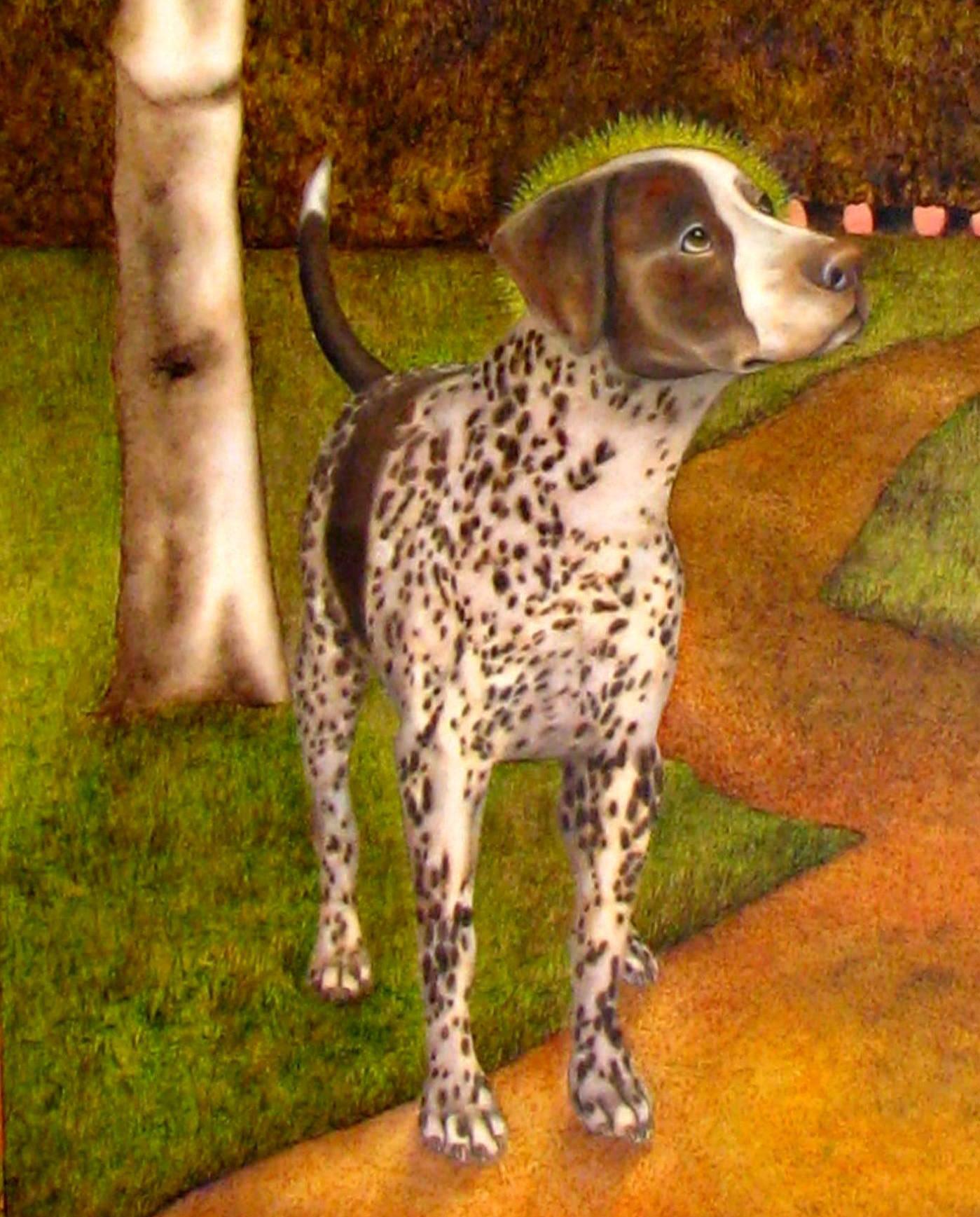Original Contemporary Academic Realism Dog Portrait Landscape American Female - Painting by Jacqueline Welch